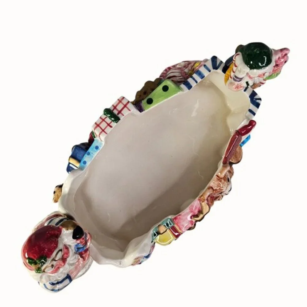 Fitz and Floyd Candy Dish Santa‎ Elf Christmas Ceramic Magic Kingdom Toys READ